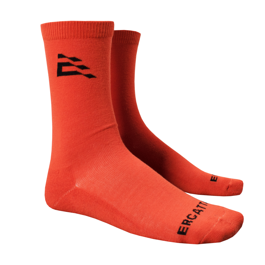 Orange Sock with Ergatta Logo on side and Ergatta text on toe