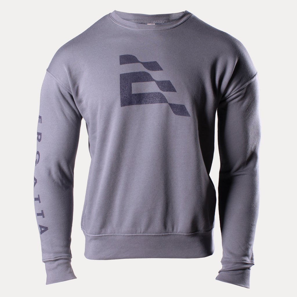 Storm Colored Sweatshirt with Ergatta logo on chest and Ergatta text on arm