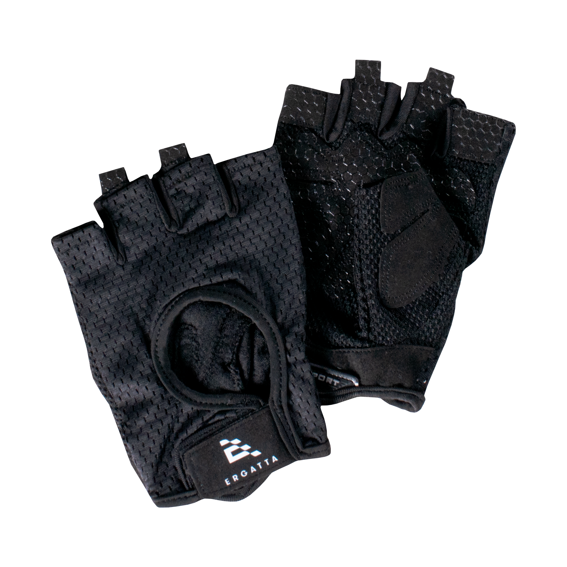 Rowing gloves with Ergatta logo on strap